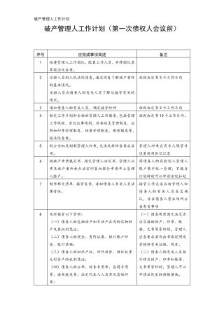 破产管理人工作计划