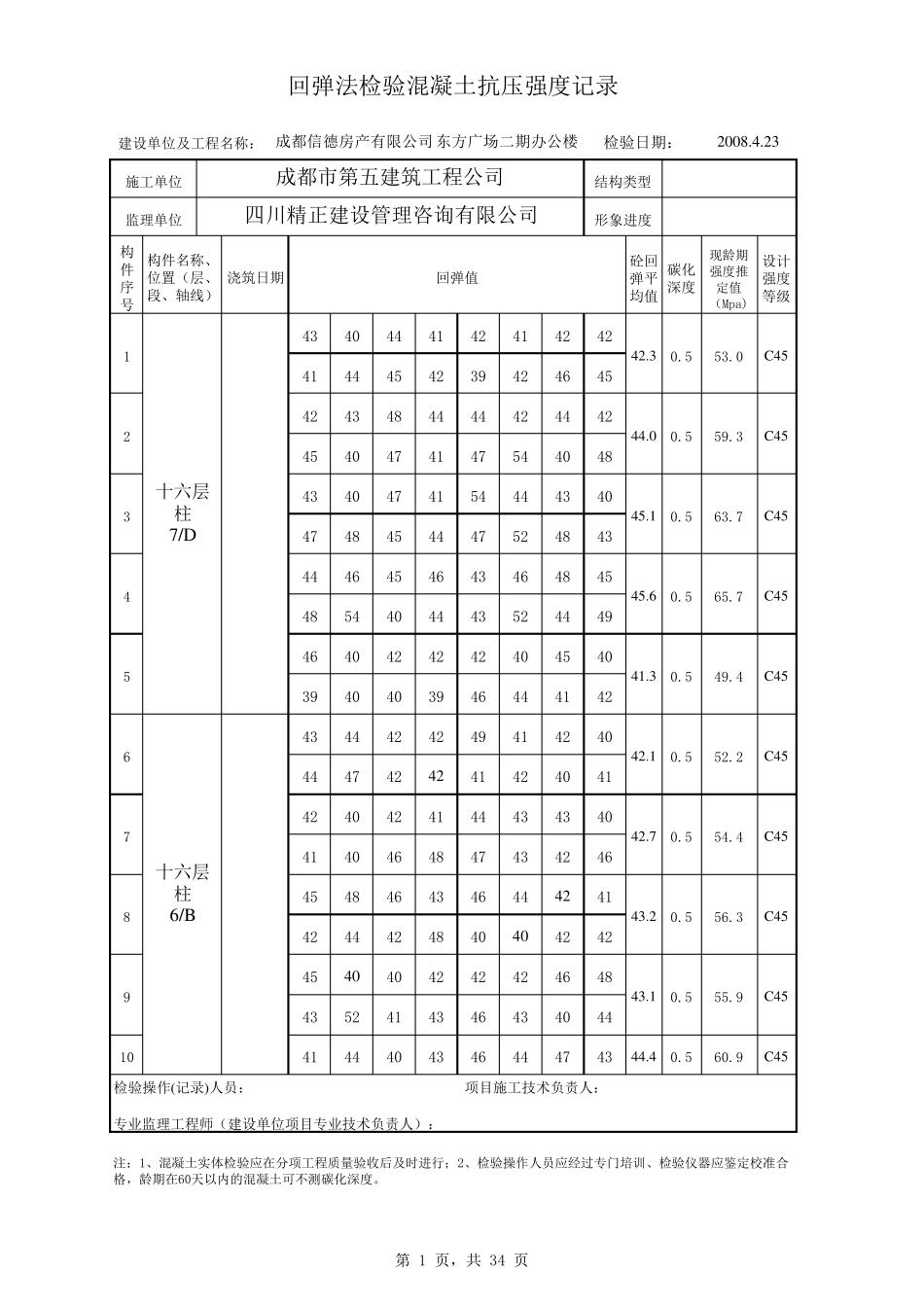 砼回弹数据表格_第1页