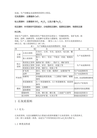 硅酸盐水泥的原料及其准备
