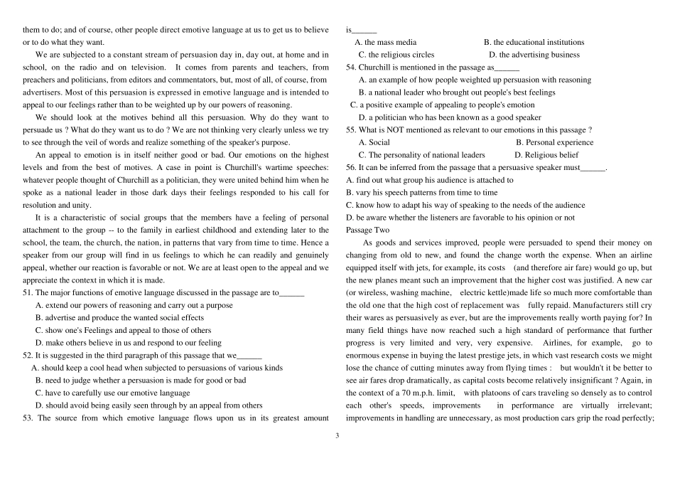硕士学位英语考试试题_第3页