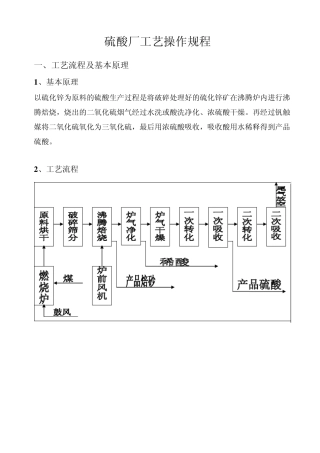 硫酸厂工艺操作规程