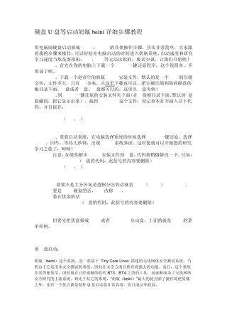 硬盘U盘等启动奶瓶beini详细步骤教程