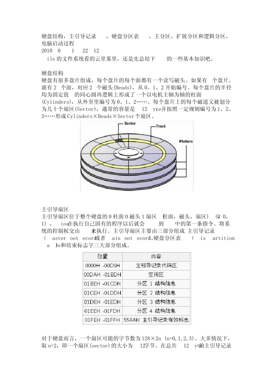 硬盘结构,主引导记录MBR,硬盘分区表DPT,主分区、扩展分区和逻辑分区_第1页