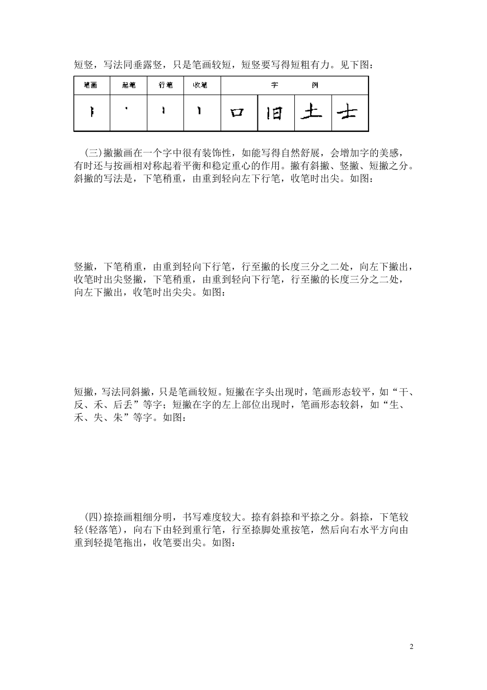 硬笔书法28种基本笔画的书写方法_第2页