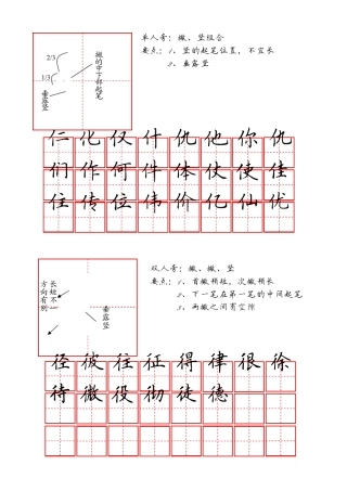 硬笔书法教案偏旁部首