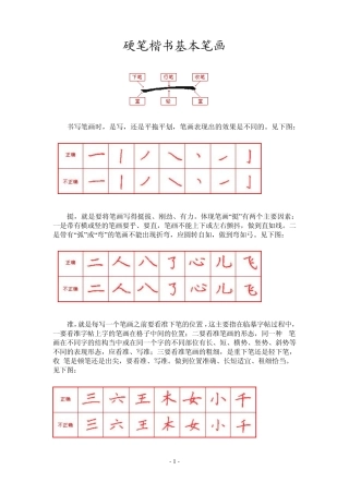 硬笔楷书基本笔画(红色)