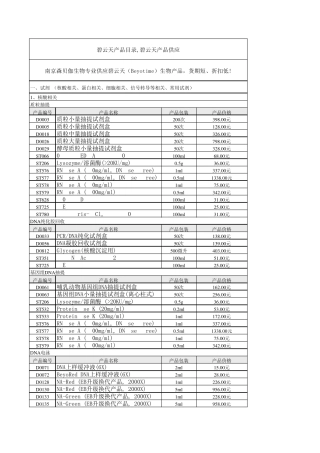碧云天(beyotime)生物产品代理目录价格表(2015年)
