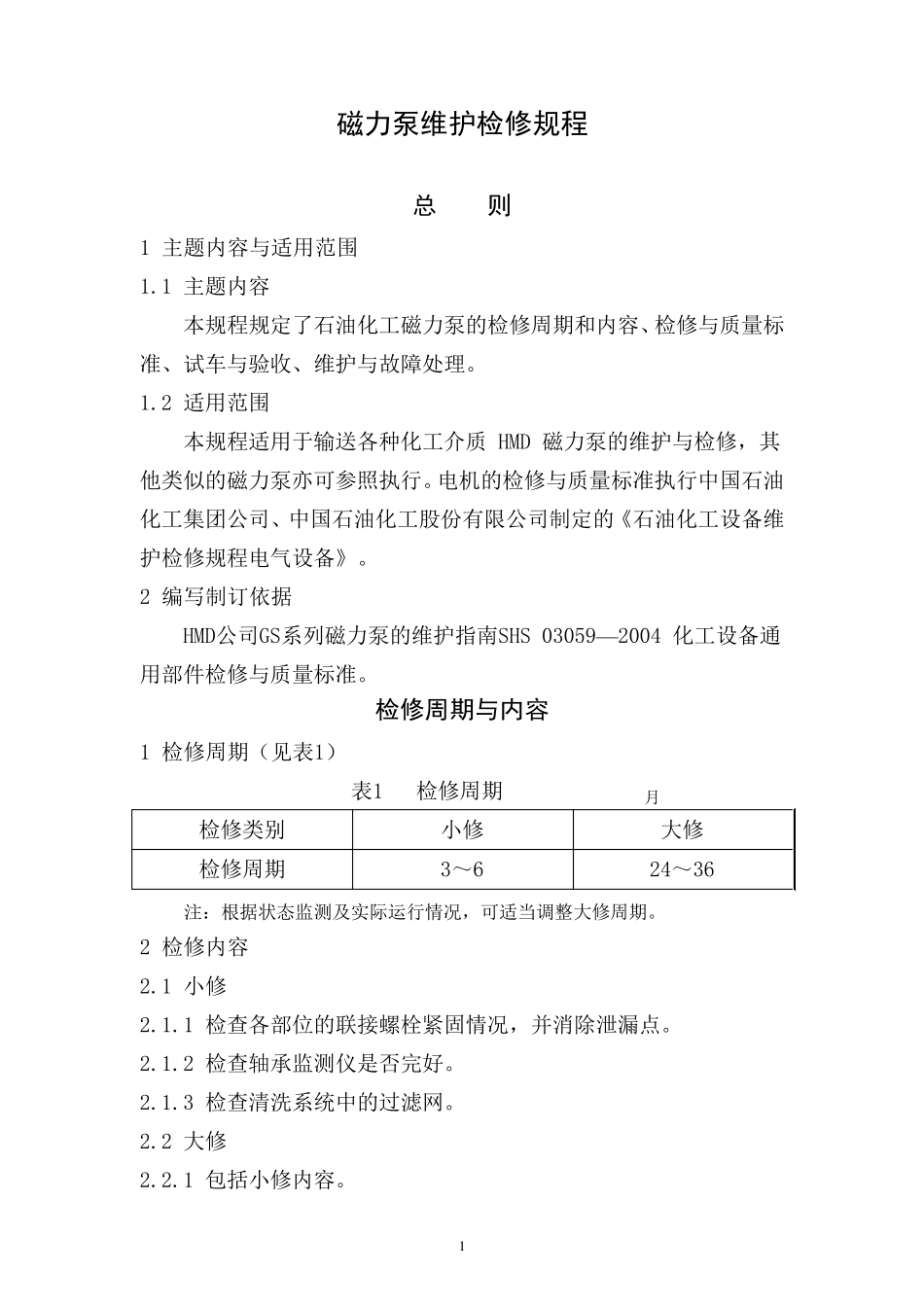 磁力泵维护检修规程_第1页