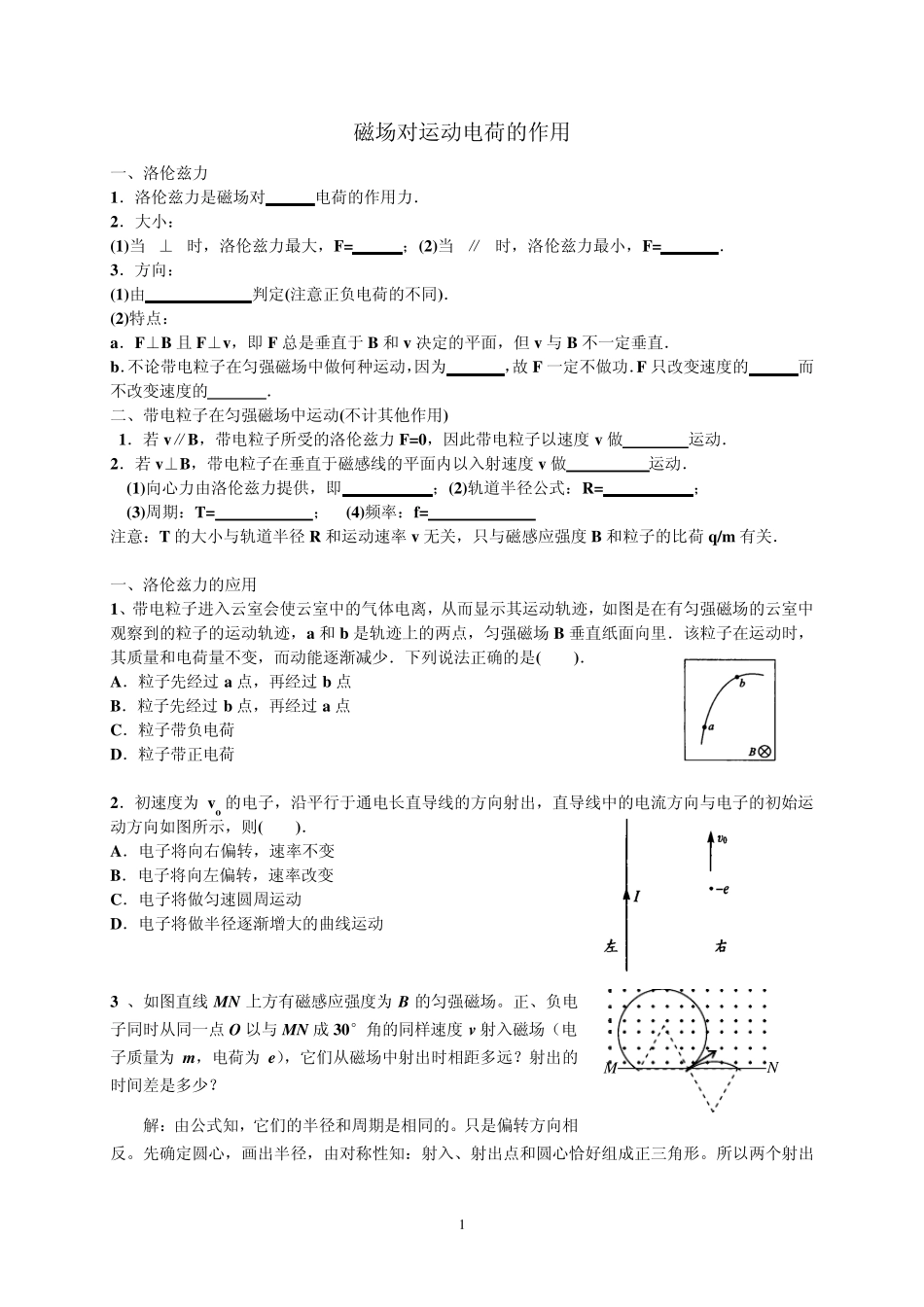 磁场对运动电荷的作用_第1页