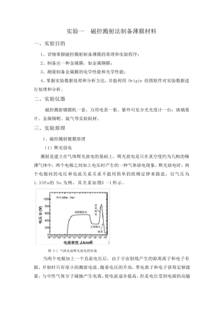 磁控溅射法制备薄膜材料实验报告