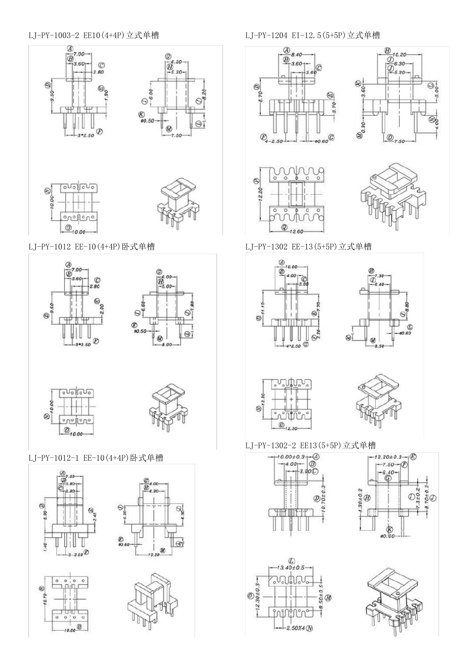 磁芯骨架参数EE系列_第3页