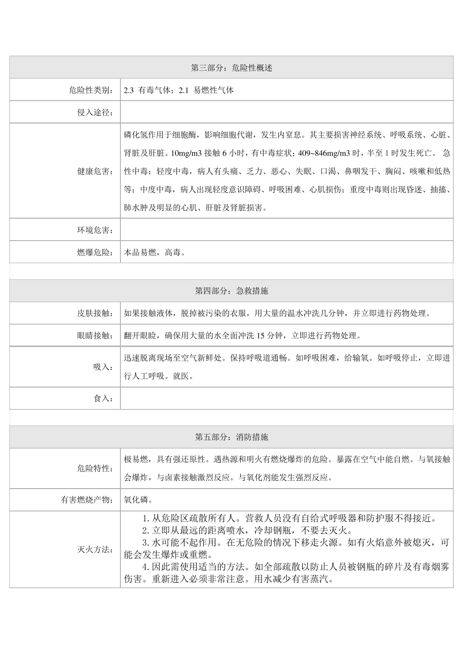 磷化氢安全技术说明书_第2页