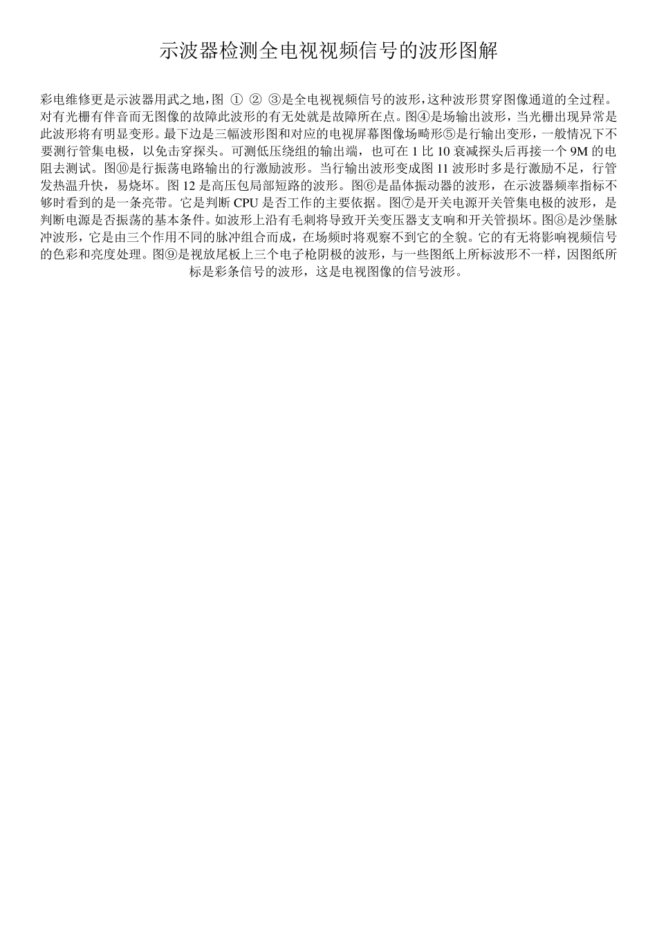 示波器检测全电视视频信号的波形图解_第1页