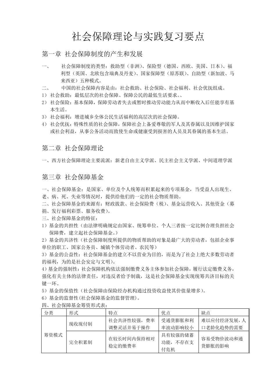 社会保障理论与实践(复习要点)_第1页