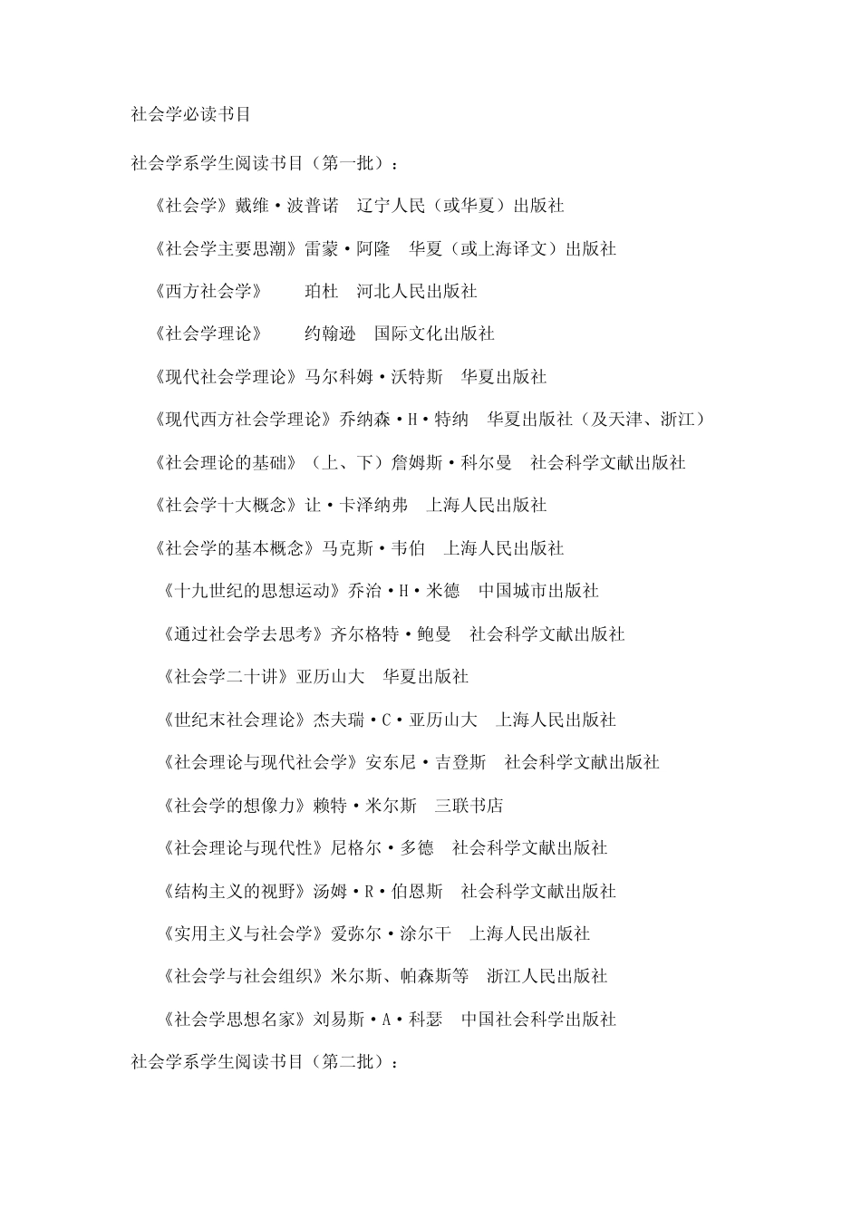 社会学推荐阅读书目100本_第1页