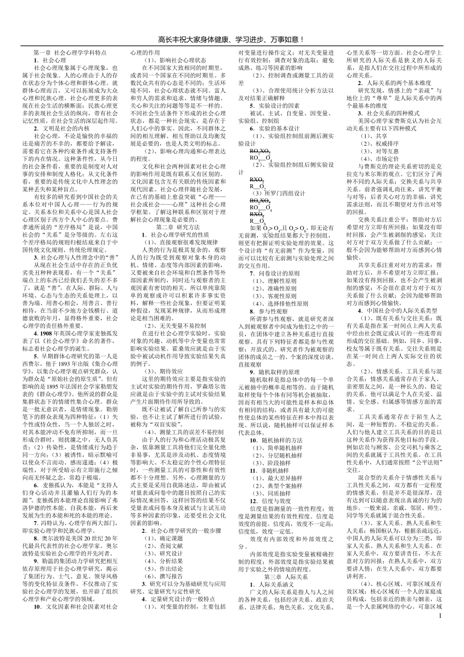 社会心理学笔记(沙莲香主编、高长丰制作)_第1页