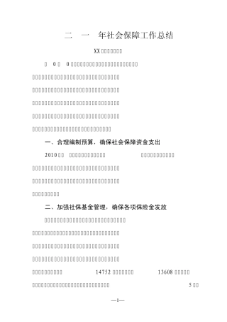 社保工作总结