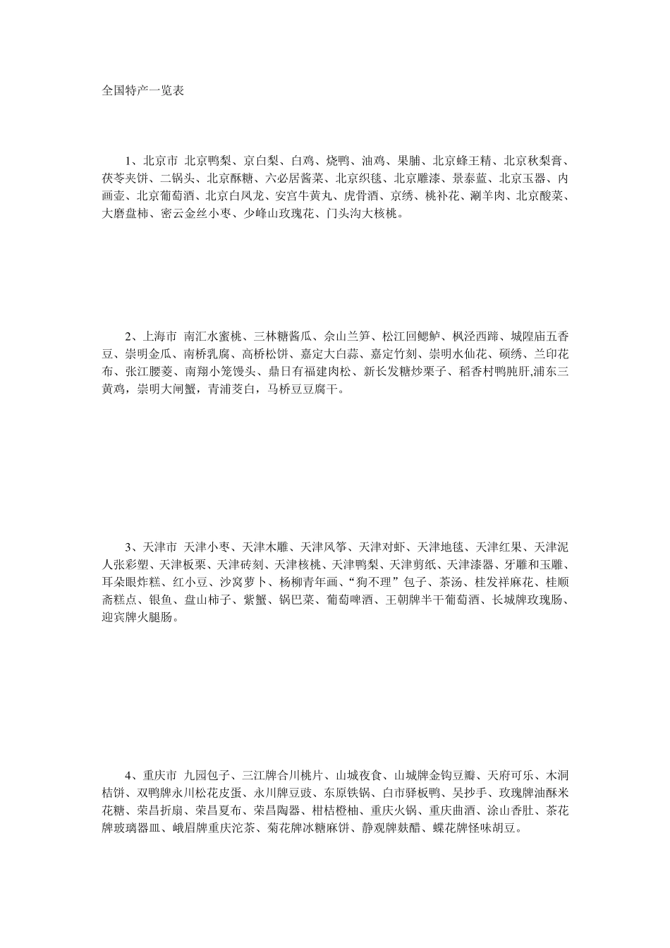祖国各地的特产_第1页