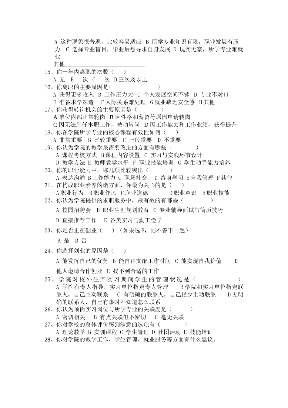 毕业生就业状况调查问卷_第2页