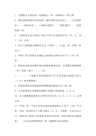 1 消防知识填空题含答案：防火检查类