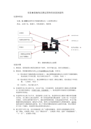 实验8 接触角法测定固体的表面润湿性 操作步骤
