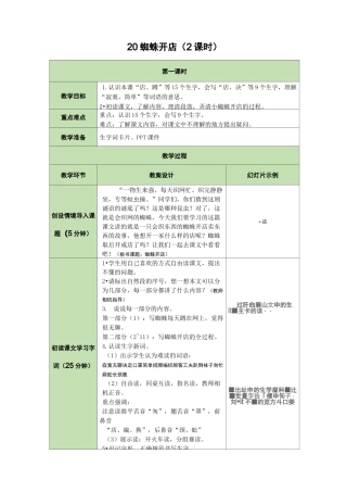 20 蜘蛛开店(2课时)教案