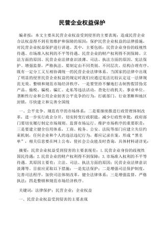 民营企业权益保护