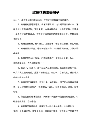 玫瑰花的唯美句子