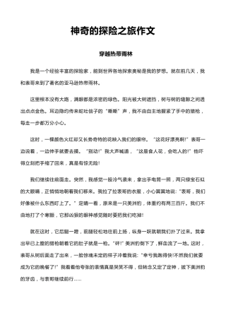 神奇的探险之旅作文