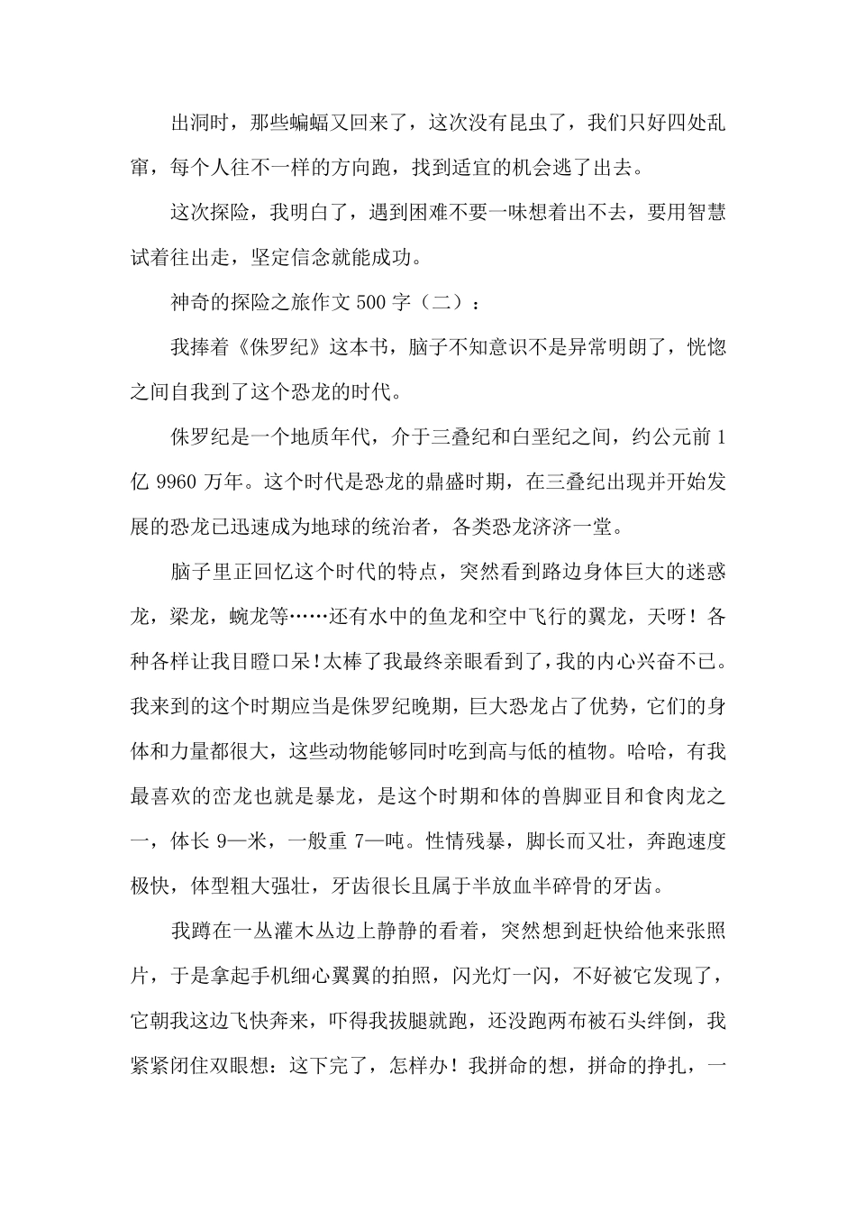 神奇的探险之旅作文500字20篇_第2页