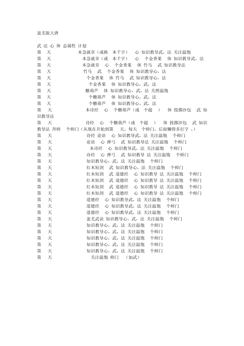 神武最新最全孩子计划书(所有门派)_第2页