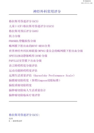 神经外科常用评分