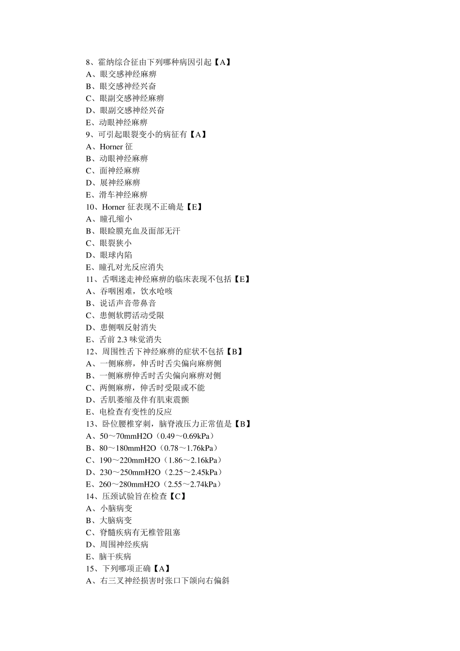 神经病学测试题及答案_第2页