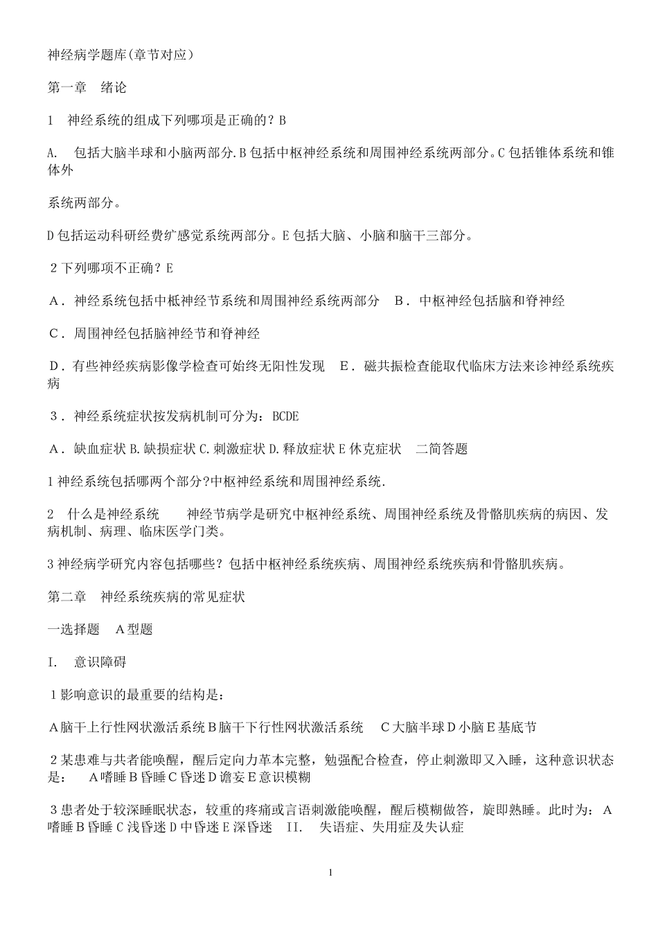 神经病学题库(章节对应)_第1页