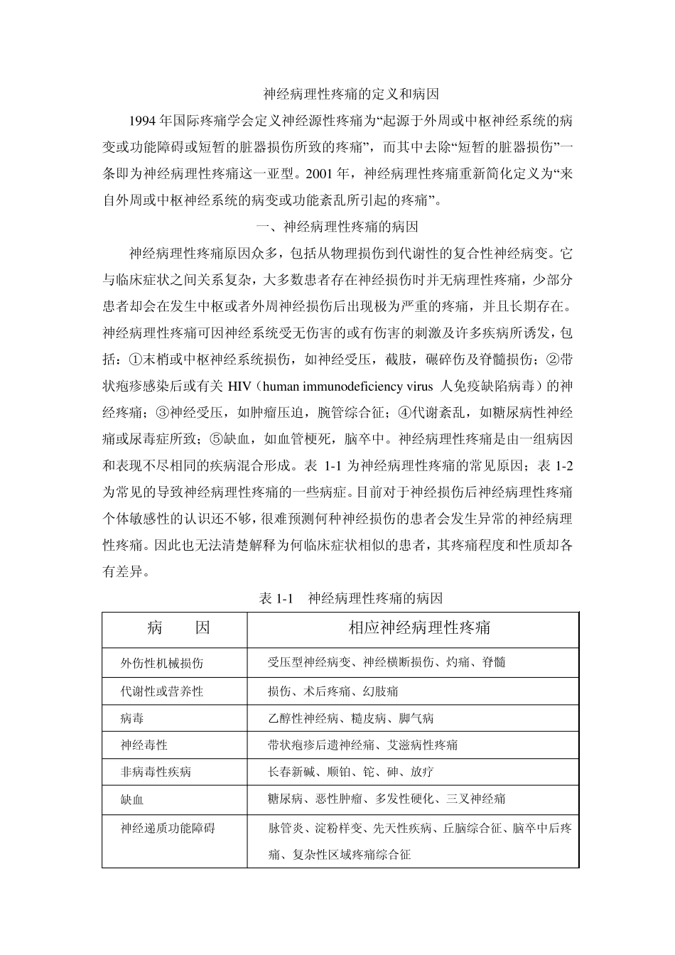 神经病理性疼痛的定义和病因_第1页