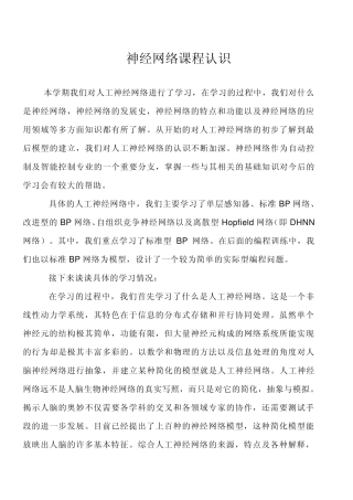 神经网络课程报告