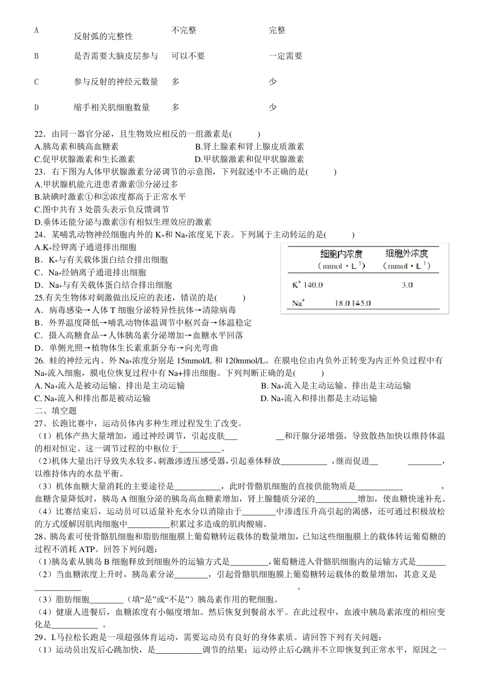 神经调节与体液调节高考真题练习_第3页