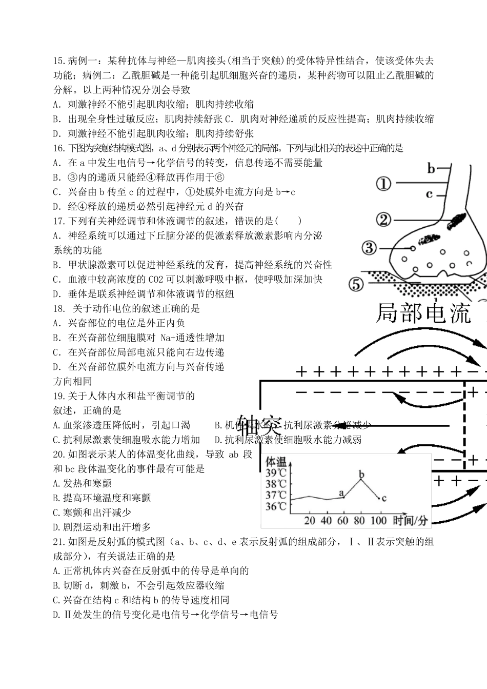 神经调节和体液调节综合练习题汇总_第3页