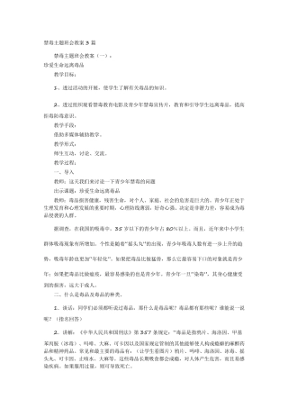 禁毒主题班会教案3篇