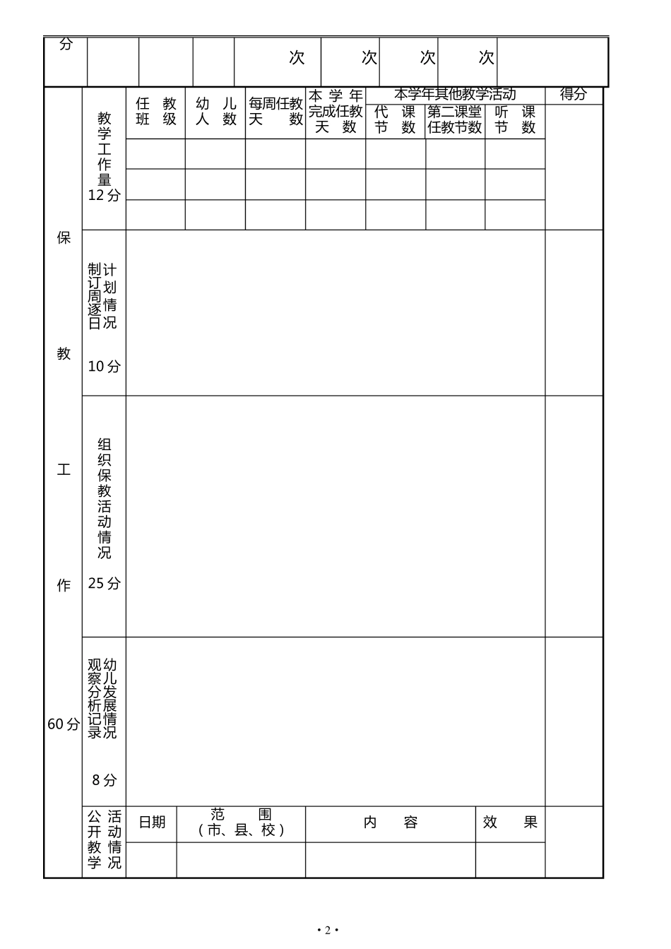 福建省幼儿园教师职务考评登记表_第3页