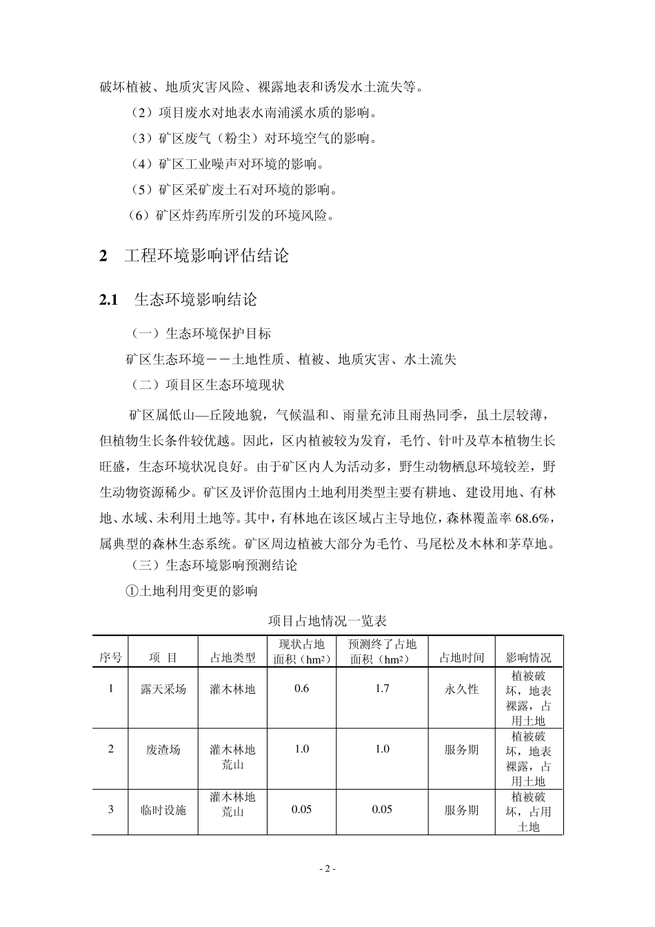 福建省浦城县香炉山矿区建筑用闪长岩矿环境影响报告书(简本)_第2页