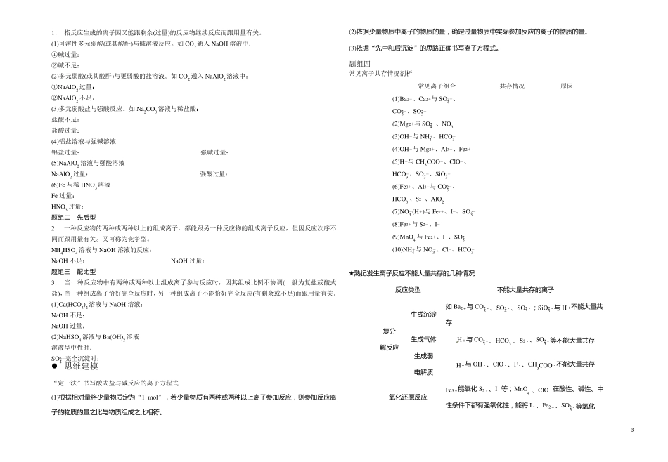 离子反应离子方程式专题练习_第3页