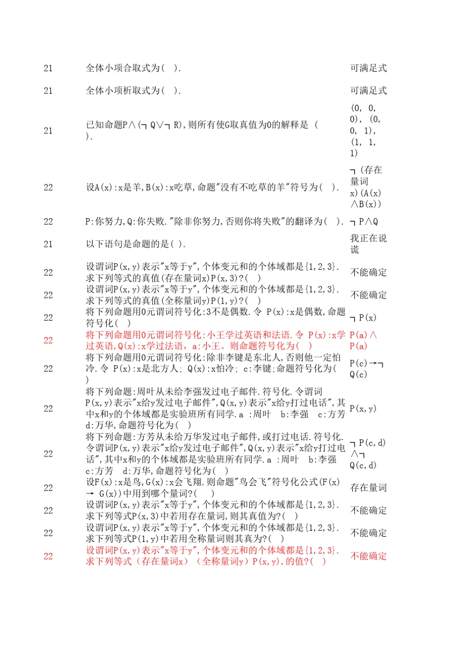 离散数学机试考试单选(修改版本20130619)_1__第2页