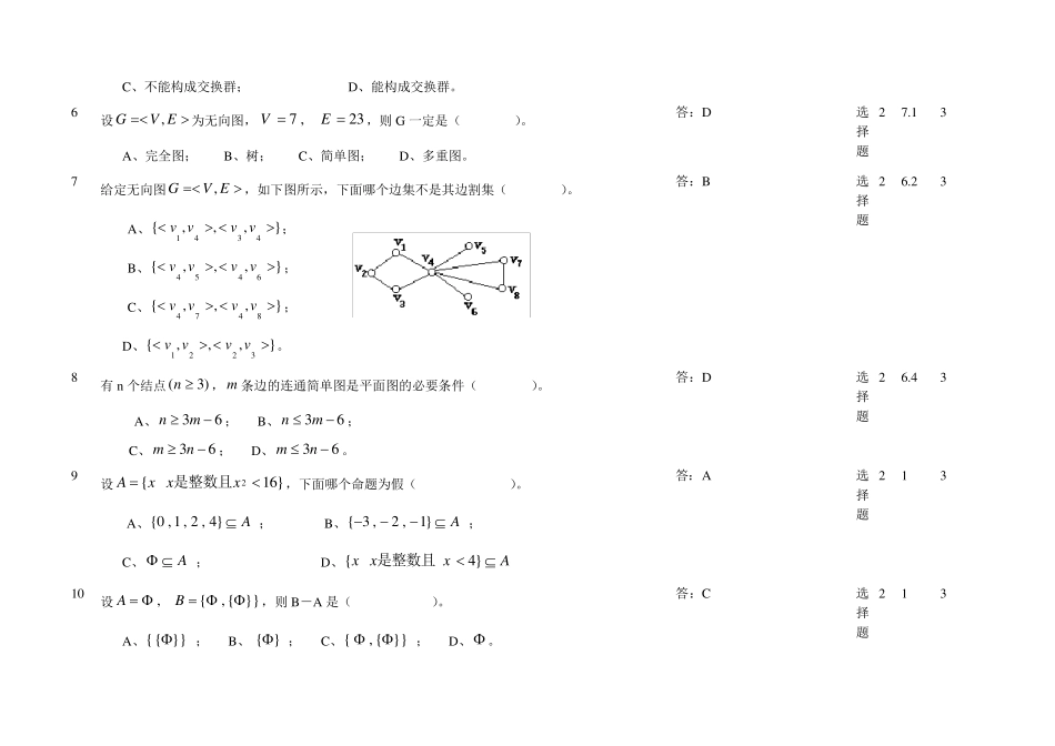 离散数学选择题题库及答案_第2页