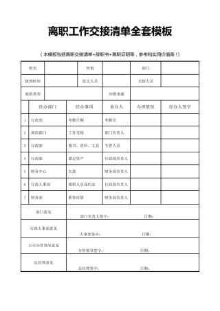离职工作交接清单模板