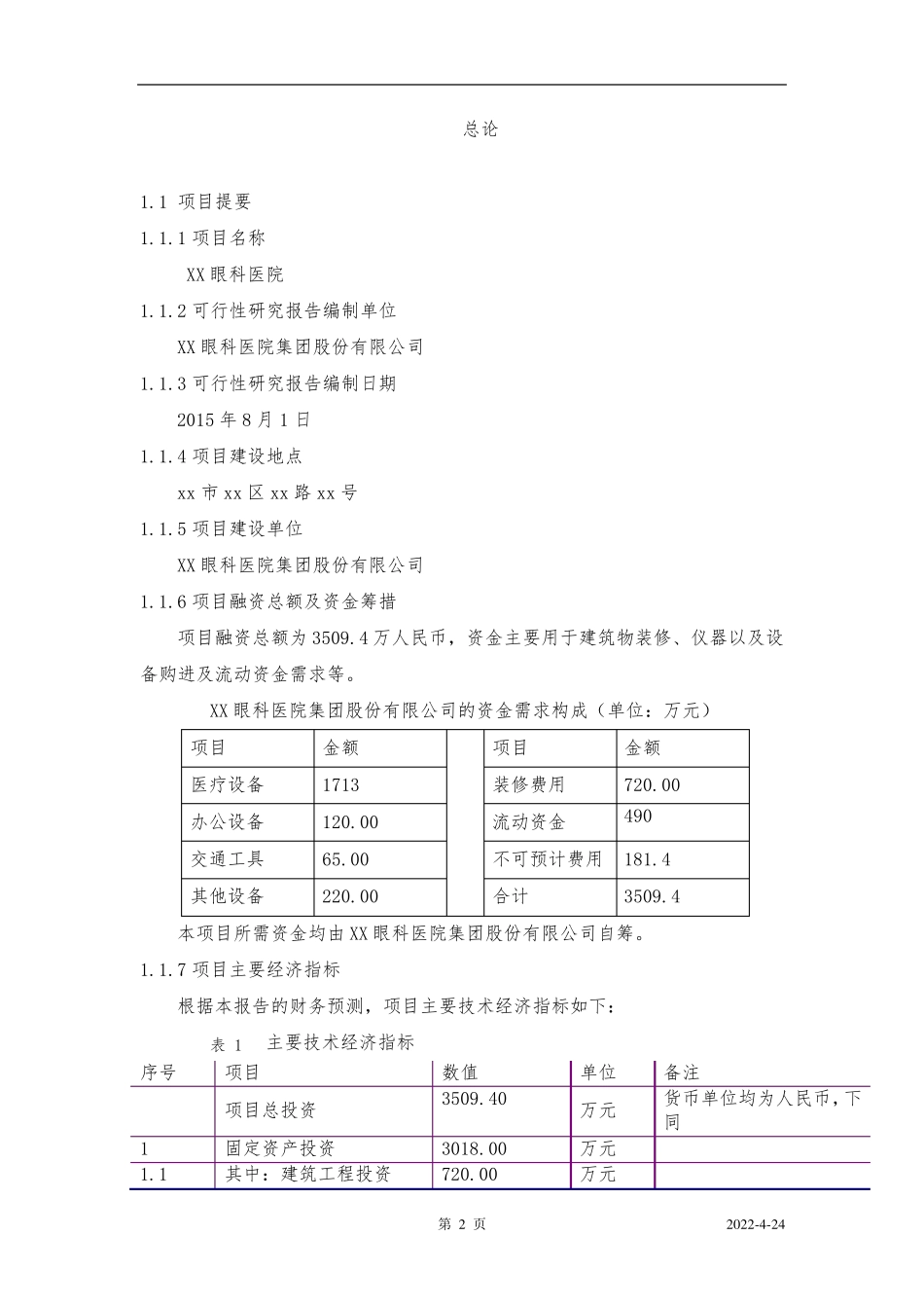 私人眼科医院建设商业计划书_第2页