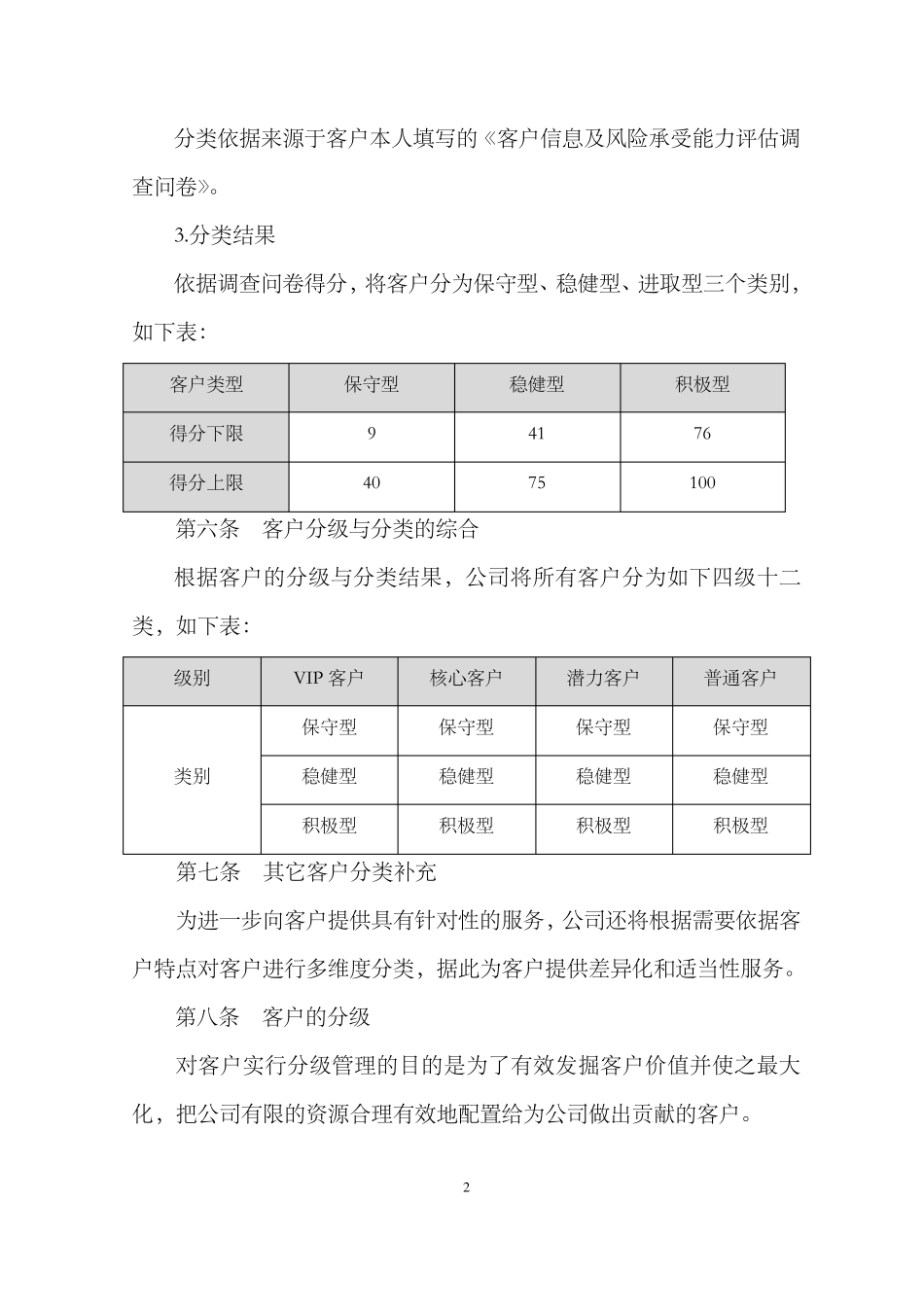 私募基金客户分类与服务分级实施细则_第2页