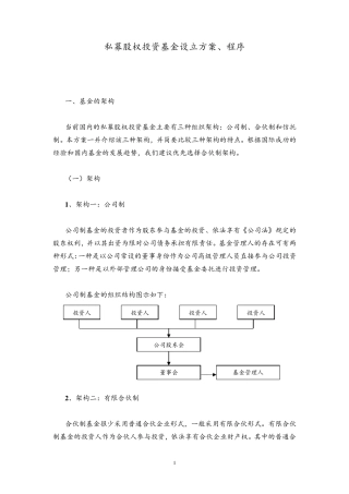 私募股权投资基金设立方案和详细程序
