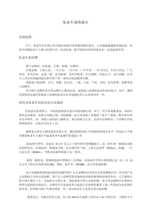 私家车调查报告