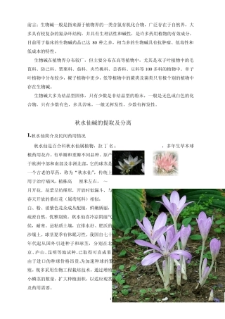 秋水仙碱的提取纯化